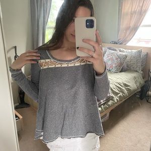 Free People striped rope detail sweater